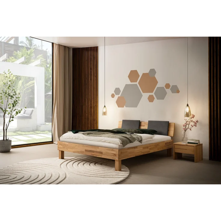 Hasena Bett Piemonte Kernbuche natur mit Kissen-Kopfteil 140x200 cm, Komforthöhe 25 cm – Bild 2