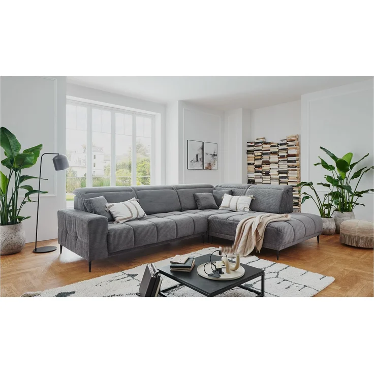 Komfort-Wohnlandschaft Luan / Livorno, Stoff, Grau, 317 x 107 x 234 cm – Bild 2