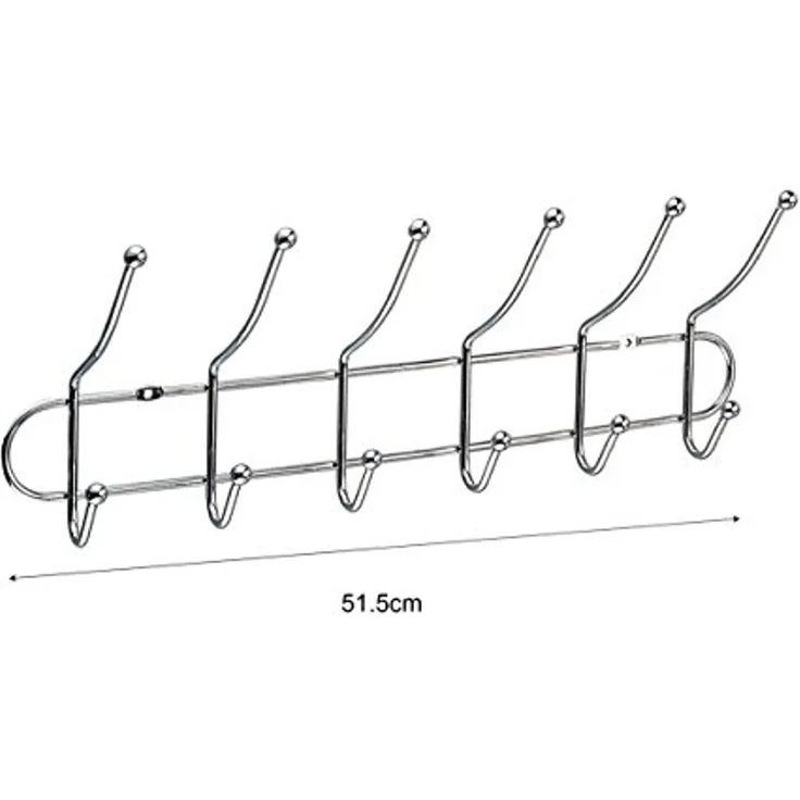 Garderobenleiste verchromt 50cm Wandgarderobe Hakenleiste Kleiderhaken verchromt – Bild 2