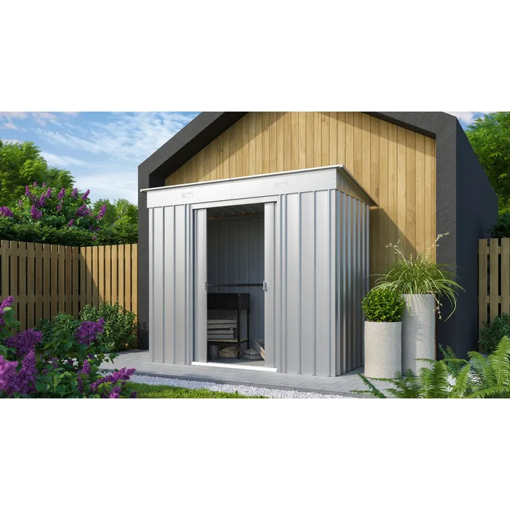 Globel Gerätehaus "Pultdach Skillion" 84, silber metallic
