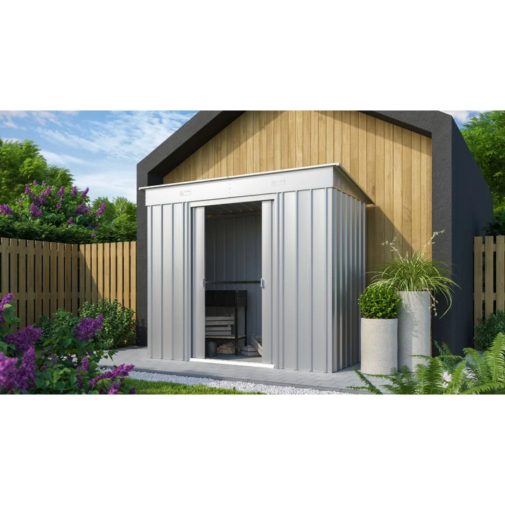 Globel Gerätehaus "Pultdach Skillion" 84, silber metallic – Bild 1