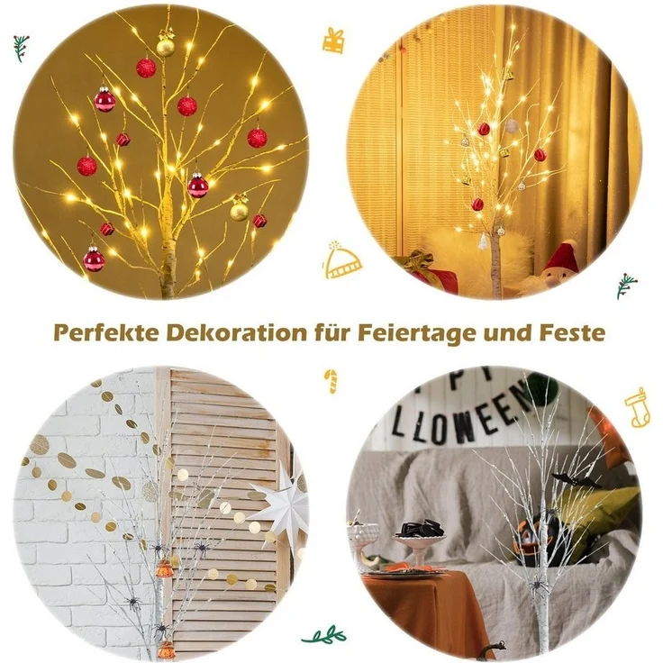 COSTWAY Künstlicher Weihnachtsbaum, 120 cm, mit 48 warmweißen LED-Leuchten – Bild 2