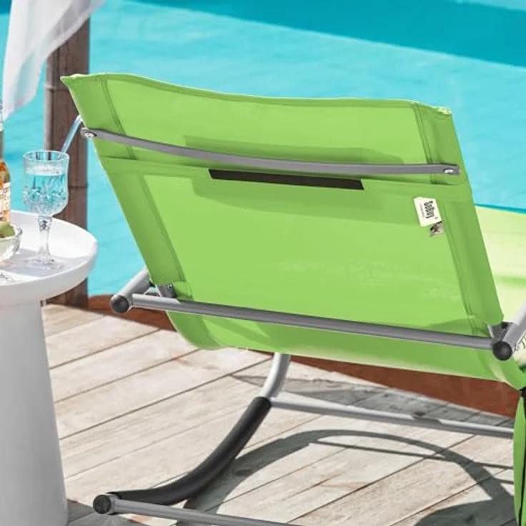 SoBuy OGS28-GRx2, 2er Set Schaukelliegen, Gartenliege in Grün, luftige Swingliege mit Kopfkissen und Stauraum für Garten, Balkon und Strand – Bild 9