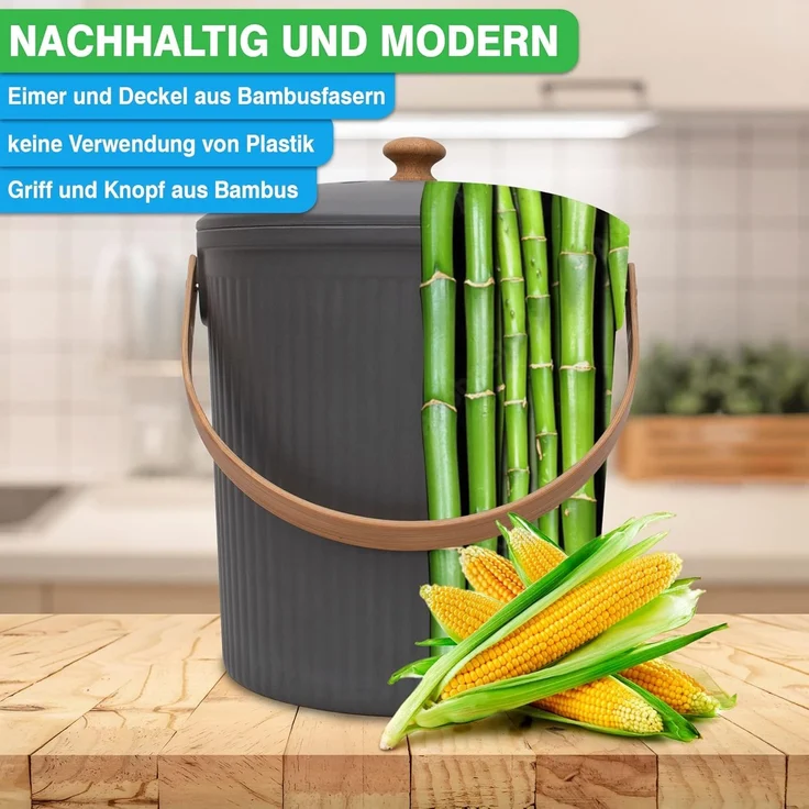 YourCasa Biomülleimer YourCasa® Komposteimer Küche - 6L - Abwaschbarer Biomülleimer & Deckel, Fassungsvermögen 6L – Bild 5