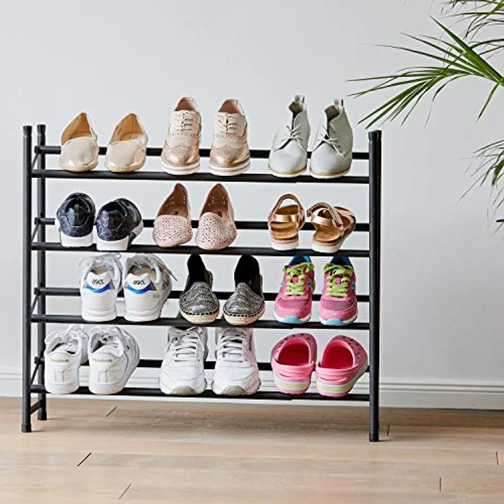 LOVE !T STORE !T Loft Schuhregal schmal, ausziehbar und stapelbar, für bis zu 20 Paar Schuhe, matt schwarz – Bild 3