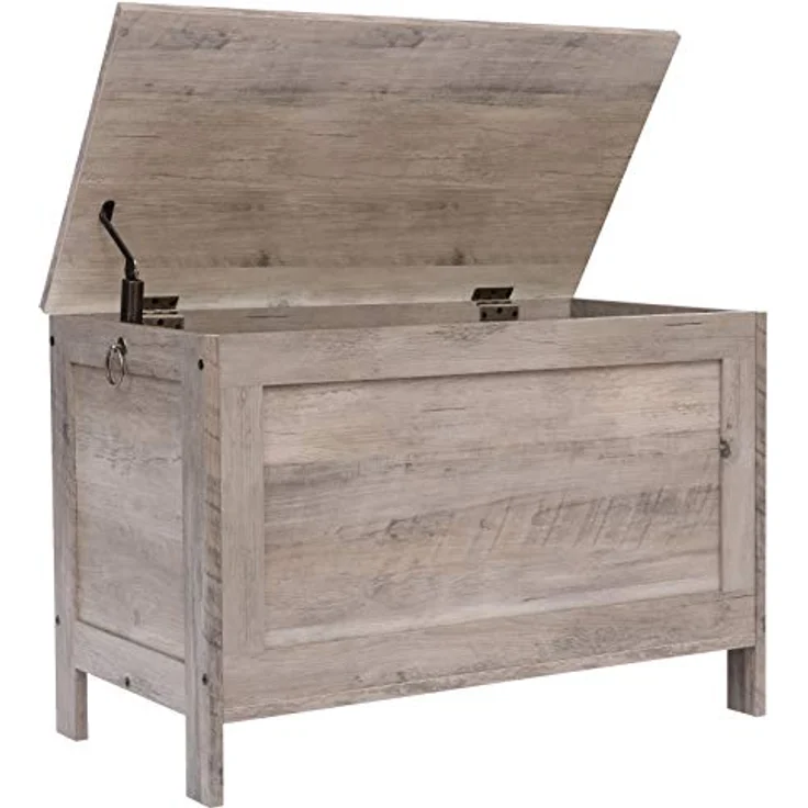 HOOBRO Truhen, Sitzbank mit Stauraum, Spielzeugtruhe mit Deckel, Schuhbank, Sitztruhe, Aufbewahrungstruhe, Robust, Sicherheitsscharniere, Schlafzimmer, Wohnzimmer, 76 cm, Greige EBG75CW01G1 – Bild 2