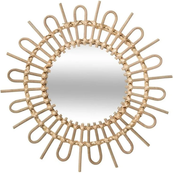 Spiegel, Rattan, Sonne, Durchmesser 50 cm, beige