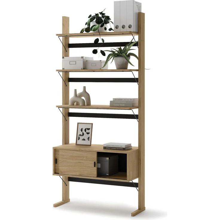 Selsey 'Ollie' Standregal mit 5 Fächern, Eichenholzoptik, 93 x 88 x 35 cm – Bild 4