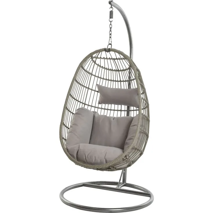 2er Set Kaemingk Corsica Ei-Stuhl wicker Hängesessel grau