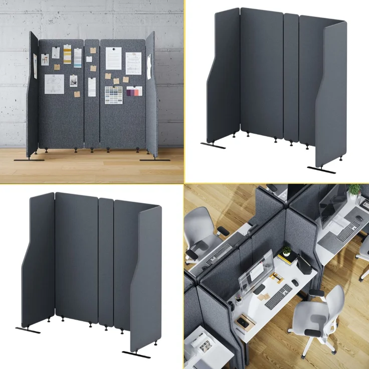 Akustik-Trennwand mit Schalldämmung PEOLT - 145x260x1,8cm Anthrazit | Stellwand Büro Raumteiler Office-Akustikwand Sichtschutz freistehend – Bild 7
