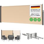 STEELSØN 'Zirella' Seitenmarkise mit Aluminium-Kassette, ausziehbar, 200x500 cm, beige/anthrazit, wetterfest und blickdicht