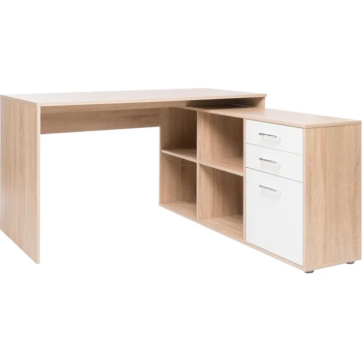 Eckschreibtisch >Linardo I< in Sonoma-Eiche - 136x75x138cm (BxHxT)