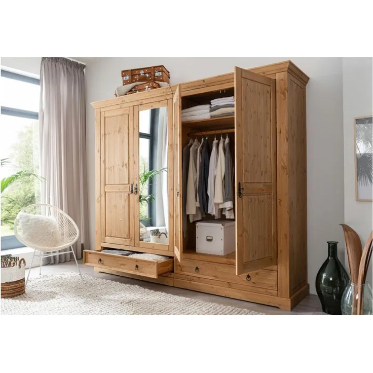 'Garo' Kleiderschrank, 4-türig, Kiefer, 254 cm
