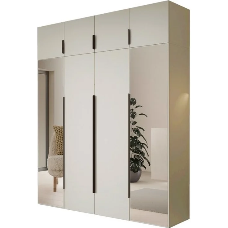 Compleo Drehtürenschrank Kleiderschrank mit Aufsatz, Hochschrank, Spiegelschrank STELLS – Bild 4