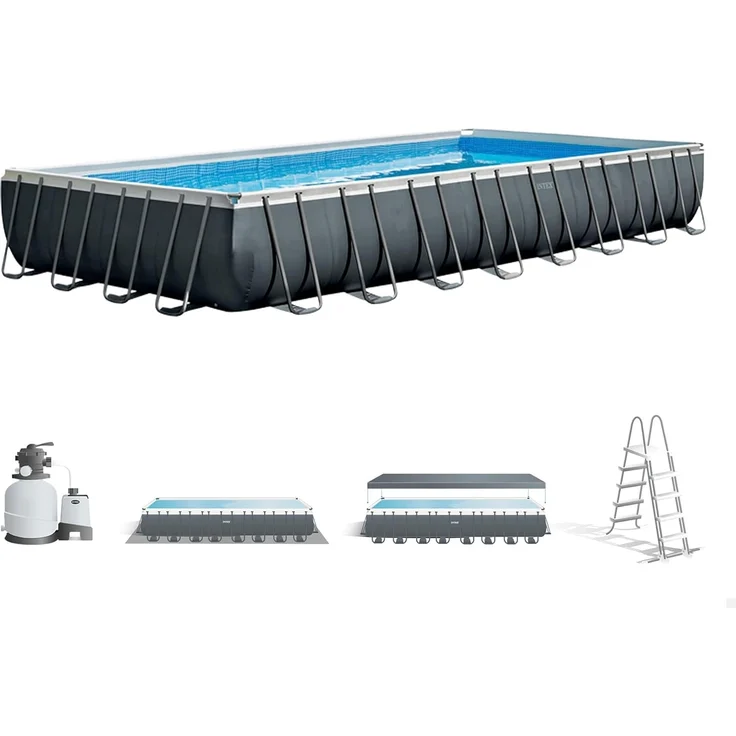 Intex 'Frame Pool Set Ultra Quadra XTR', 975 x 488 x 132 cm, mit Salzwassersystem, grau – Bild 1