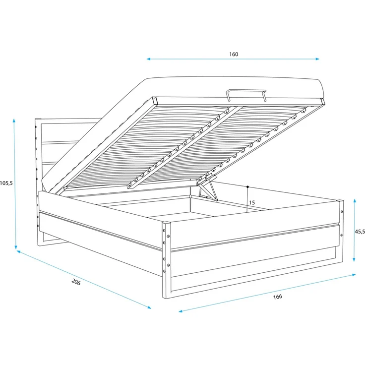 BMS Massivholzbett Loft 160x200 cm in Eiche mit Matratze – Bild 4