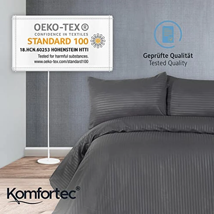 Komfortec Bettwäsche Deluxe, 2&3 Teilig, 140x200 cm, 155x220 cm, 200x200 cm oder 220x240 cm, 100 % Mikrofaser (120 g/m), 2 teilig, Bettwäsche-Sets 140x200 cm mit Reißverschluss, Weich und Bügelfrei – Bild 8