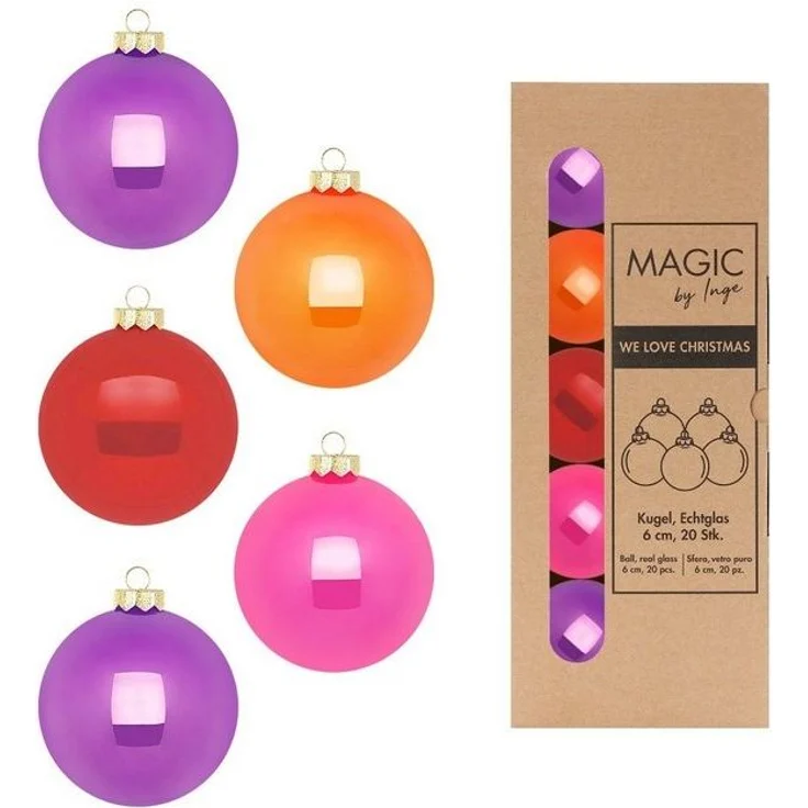 MAGIC by Inge Weihnachtsbaumkugel, Weihnachtskugeln Glas 6cm 20 Stück - Party Time – Bild 2