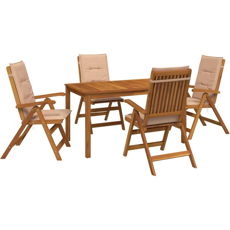 vidaXL 5-Piece Garden Dining Set 4-Sitzer Beige Massivholz Akazie 3434556 – Bild 2