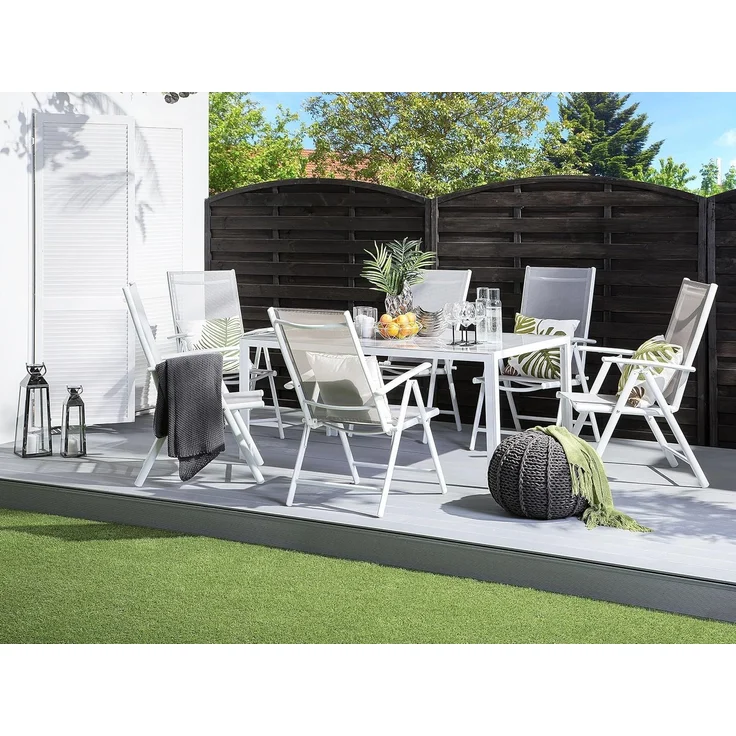 Gartentisch Set CATANIA Metall 160x91x71 cm Grau – Bild 2
