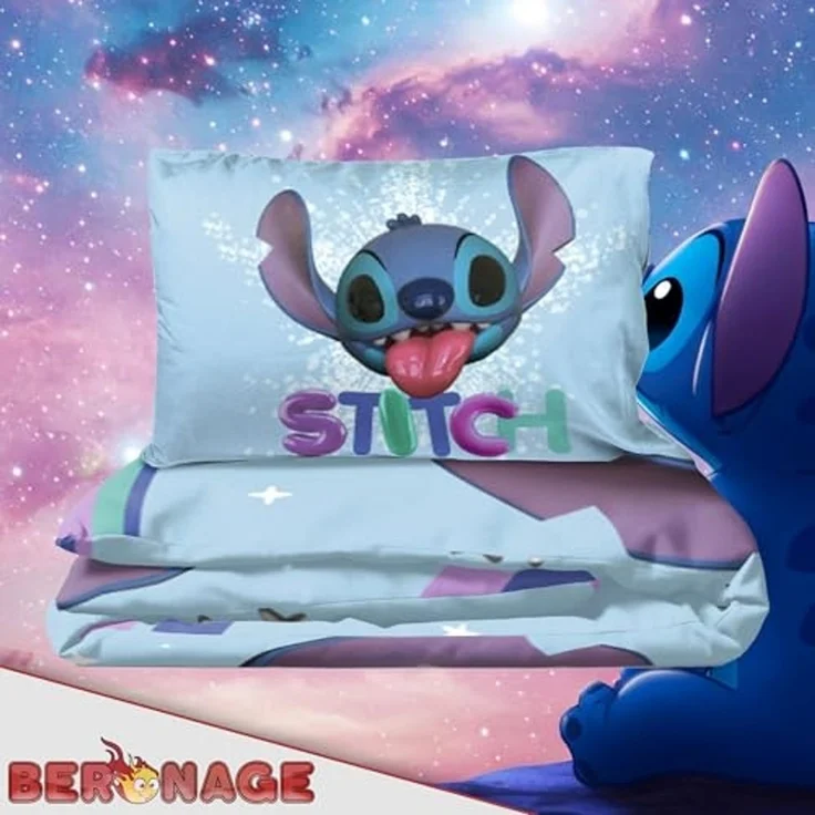 BERONAGE Wendebettwäsche Lilo & Stitch Bettwäsche Angel & Stitch Linon / Renforcé, Baumwolle, 2 teilig, 135x200 + 80x80 cm – Bild 5