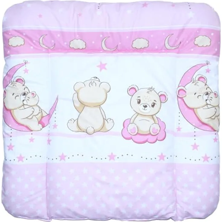 Baby Auflage Wickelauflage - BÄRCHEN ROSA - 70x50 cm 70x70 cm 70x85 cm Wickeltischauflage 70x85 cm