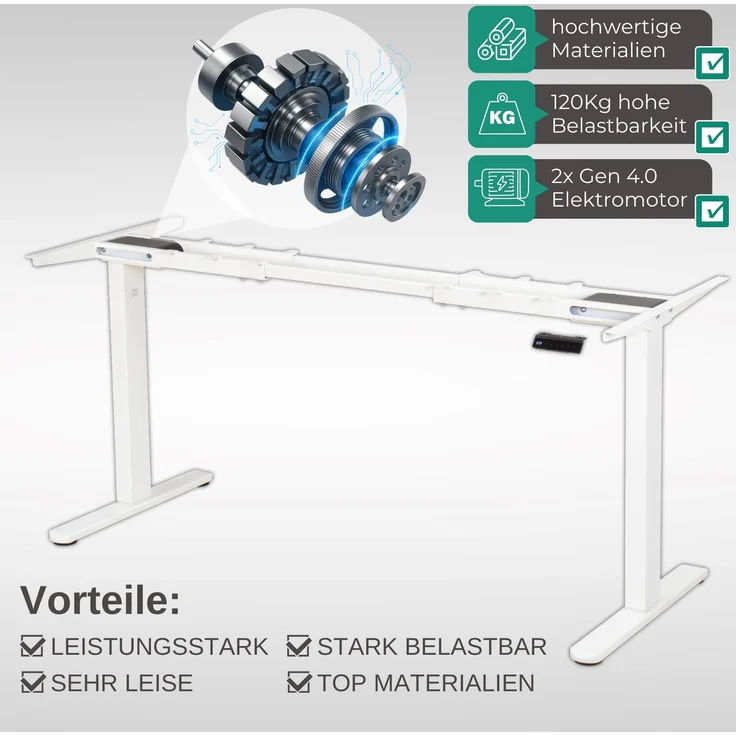 Albatros höhenverstellbares Schreibtisch Tischgestell elektrisch | LIFT S5 Weiß | Gestell, Tischbeine, Tischfüße Metall | Display | 120Kg belastbar – Bild 3