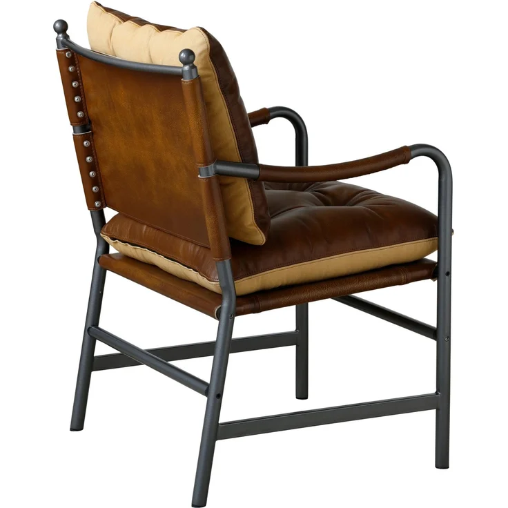 Sessel 60cm×62cm×90cm aus Echtleder mit Metallgestell und Armlehnen – Bild 8