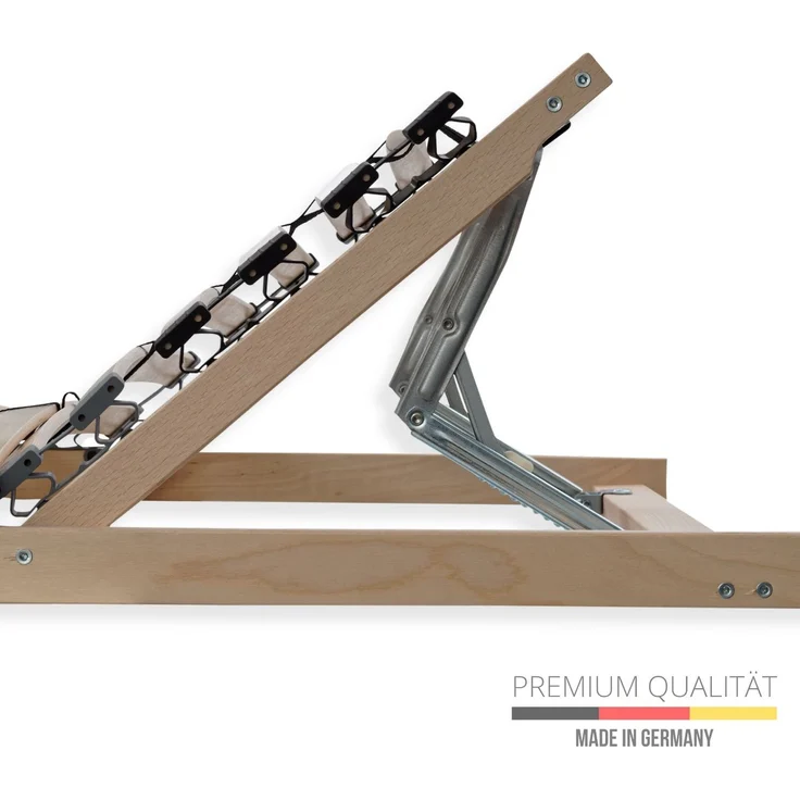 Ergonomisches Lattenrost 70x200, 7-Zonen Lattenrahmen Buche, 28 Federleisten, Kopfteil verstellbar, bis 150 kg, Made in Germany – Bild 2