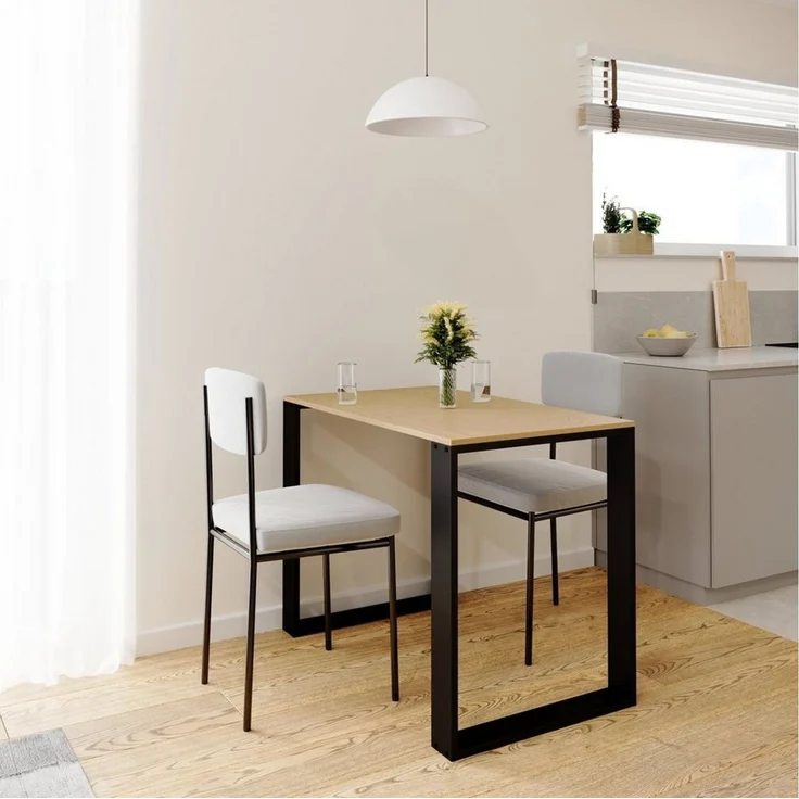 AKKE Esstisch, Esszimmertisch LOFT Schwarze Beinen Küchentisch Bürotisch 2mm-PVC – Bild 1