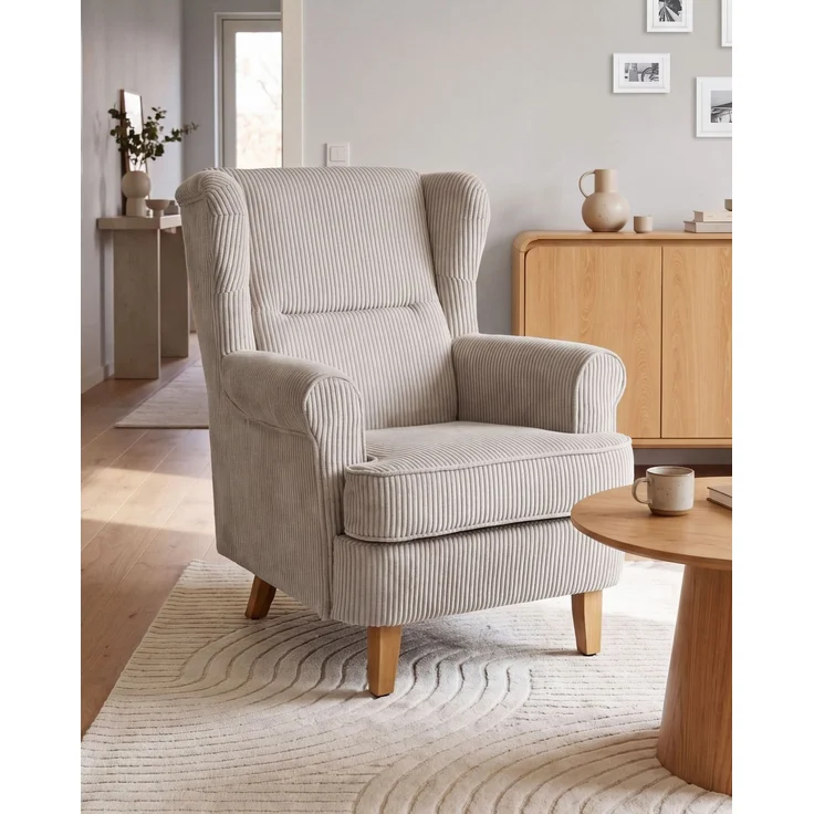 Ohrensessel ABSON Cord Beige – Bild 3