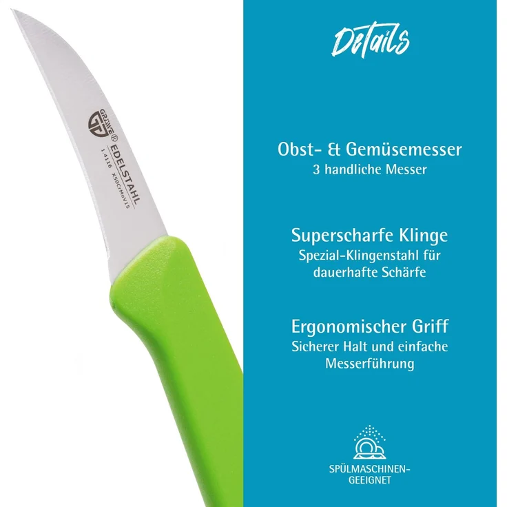 Küchenmesser 3 Stück, Edelstahl bunt1 – Bild 3