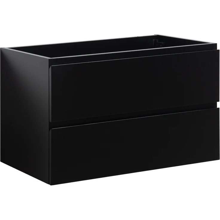 Badplaats Waschbeckenunterschrank Angela 80 x 48 cm Schwarz Matt - Hängender Badezimmerschrank mit 2 Schubladen, Vormontiert und mit Soft-Close – Bild 1