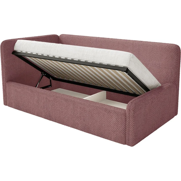 Selsey Fanko –Jugendbett 90x200 cm mit Kopfteil links, Plüsch, Rosa – Bild 4