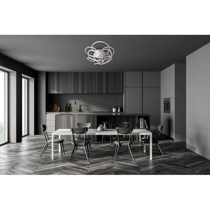 näve LED Deckenleuchte Rizado, Dimmfunktion, LED fest integriert, Warmweiß, Effizienzklasse: F, 3-Stufen dimmbar per Wandschalter, satin-nickel – Bild 3