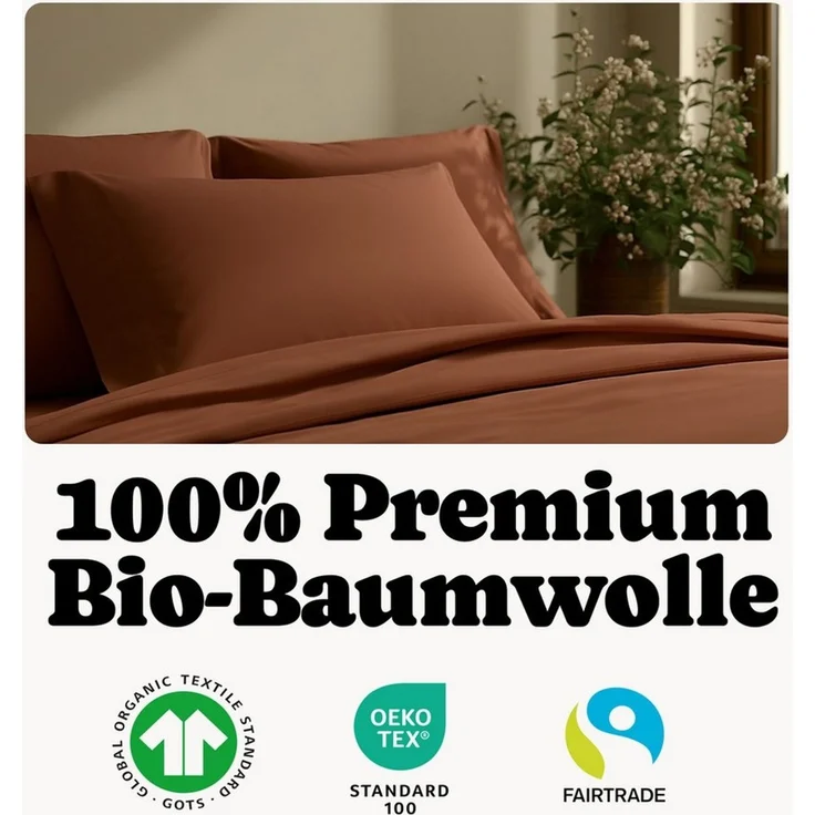 Seralino Kissenbezüge Mako Satin Kissenbezug (100% Bio Baumwolle) weich, hautfreundlich, (2 Stück), Fairtrade/ GOTS zertifizierte uni Kissenhülle mit Reißverschluss – Bild 3