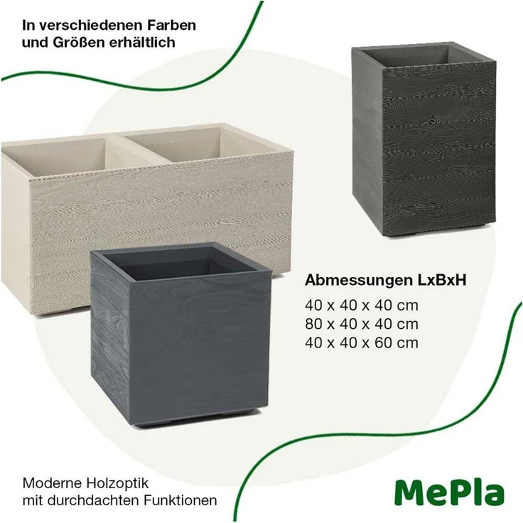 Heimwerkercenter Blumentopf MePla - Kübel KARO-40 Holzoptik 40 x 40 x 40 beige – Bild 3
