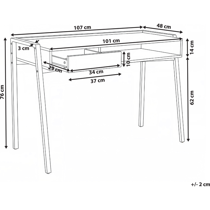 Schreibtisch KOFOTEN Hellbraun 107 cm 48 cm – Bild 2