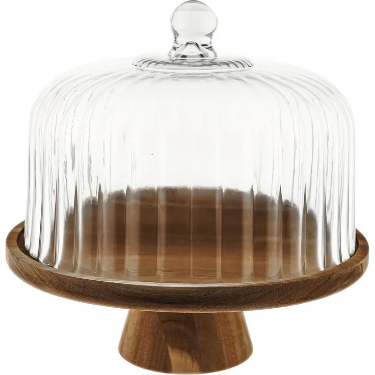 Luana La Torta Medio Servierplatte mit Glasglocke & Holzfuß - ø26 cm