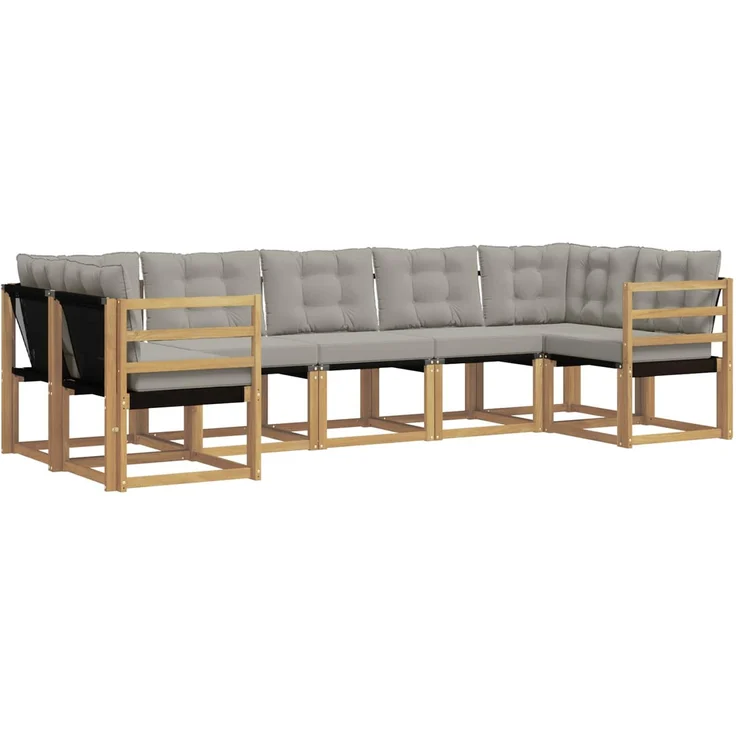 vidaXL Outdoor-Sofagarnitur 7 stk. 7-Sitzer Weiß und Hellgrau 3389825 – Bild 2