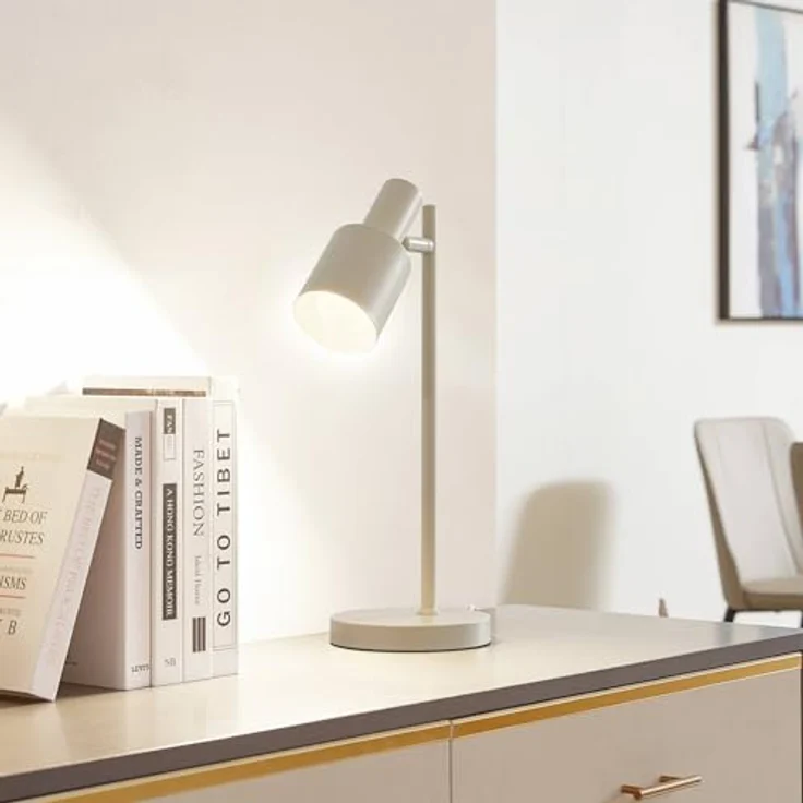 Lindby Tischlampe 'Ovelia', beige, Metall, E27 mit Schalter für Arbeitszimmer & Büro – Bild 2
