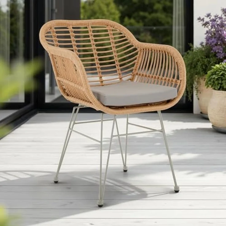 IDIMEX Gartenstuhl PARAMO (2 St), In & Outdoor Esszimmerstuhl 2er Set mit Metallgestell in Rattan Optik – Bild 2