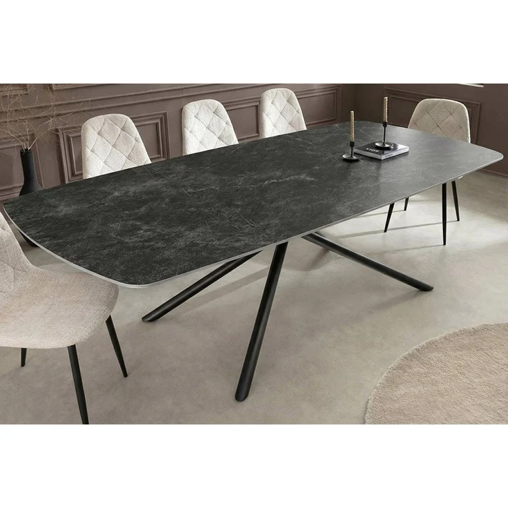 riess-ambiente Esstisch OSAKA 200cm anthrazit - Keramik, Metall, Sterngestell, Marmordesign (Einzelartikel, 1-St), Moderner Familientisch - ideal f. Wohnzimmer & -küchen oder Essbereich – Bild 2