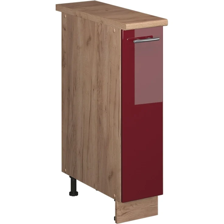 Apothekerschrank Fame-Line Bordeaux Hochglanz/Goldkraft Eiche 20 cm, AP Eiche Vicco – Bild 1