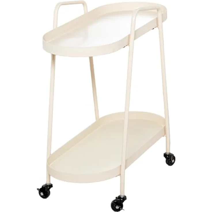 DRW Servierwagen mit Zwei Etagen aus Metall in Weiß, 60 x 28 x 61 cm – Bild 3