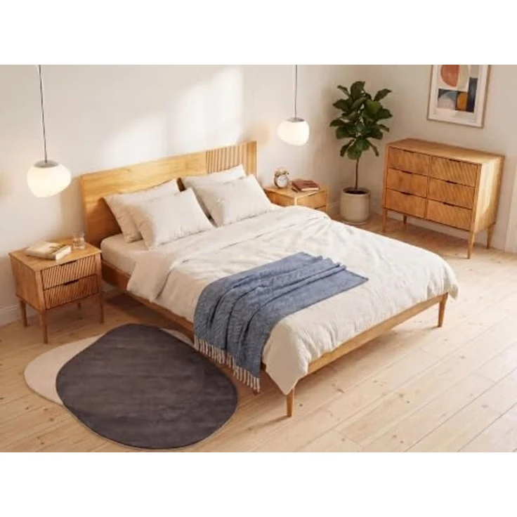 Schlafzimmer Set Kiefernholz FLAVIGNAC 180 x 200 cm Hellbraun – Bild 2