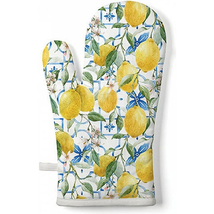 Ambiente Luxury Paper Products Topfhandschuhe, Ofenhandschuh Baumwolle 18x30cm mit Zitronen Muster Gelb / Weiß – Bild 1