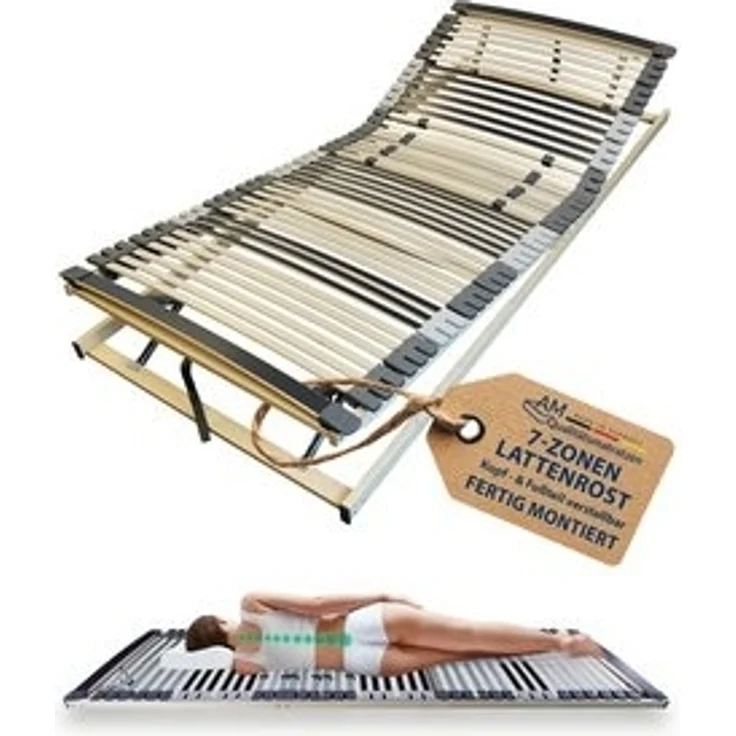 AM Qualitätsmatratzen | Ergonomischer 7-Zonen Lattenrost 100x200 cm, Kopf- & Fußteil verstellbar, gebrauchsfertig geliefert – Bild 6