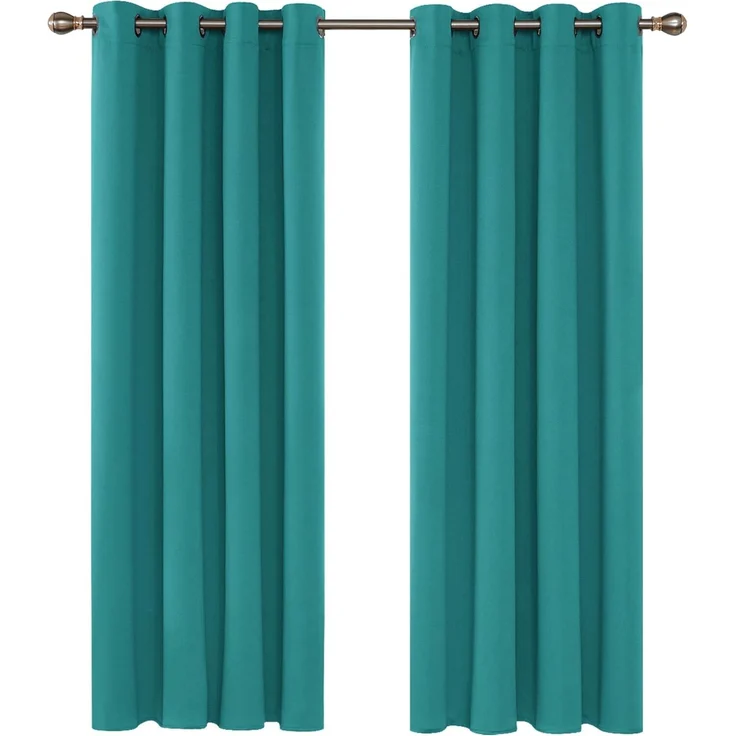 Deconovo Blickdichte Gardinen Ösen Vorhang Blickdicht Vorhänge Wohnzimmer Verdunkelung, 183x117 cm(HöhexBreite), Türkis, 2er Set – Bild 1
