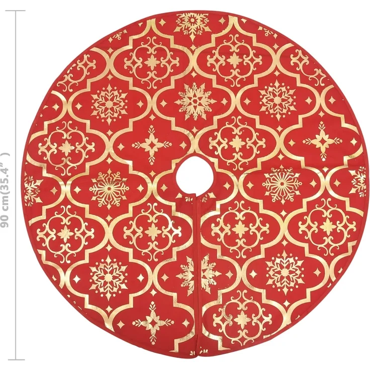 vidaXL Luxus-Weihnachtsbaumdecke mit Socke Rot 90 cm Stoff 330275 – Bild 7